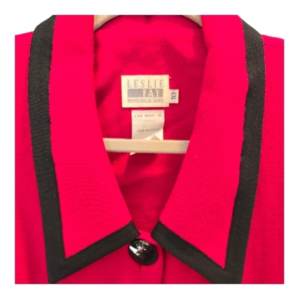 Leslie Fay Red Coat with Black Accents - Picture 5 of 5